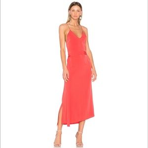 Alexis Analiai Wrap Midi Hi Low Slip Dress Pink